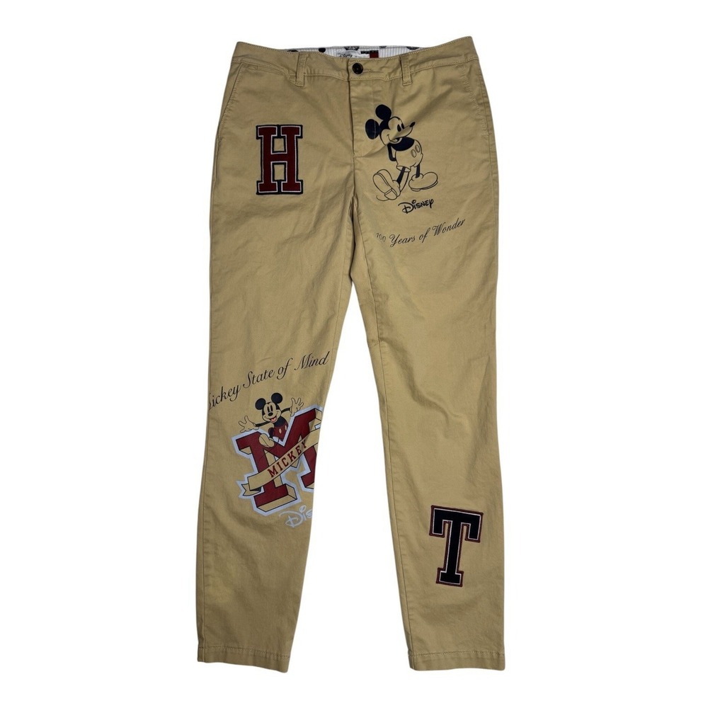Women's Sz 4 Disney X Tommy Hilfiger Khaki Chino Pants 100 Years Of Wonder